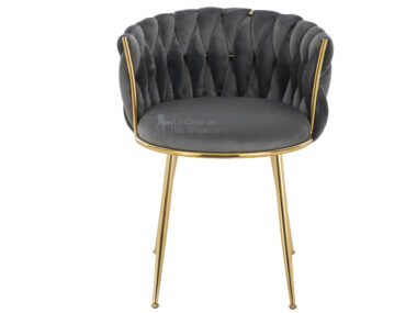 SILLA COMEDOR TRENZADA VELVET GOLD  GRIS