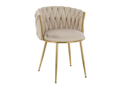 SILLA COMEDOR TRENZADA VELVET GOLD BEIGE