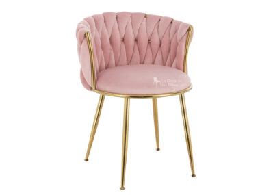 SILLA COMEDOR TRENZADA VELVET GOLD ROSADA